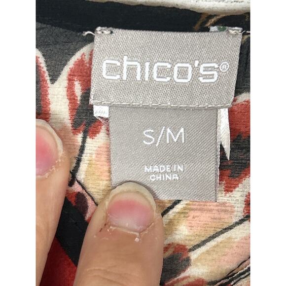 Chico's women's s/m Paprika Faux Suede black Chiffon Open front Ruana Kimono - Picture 5 of 8